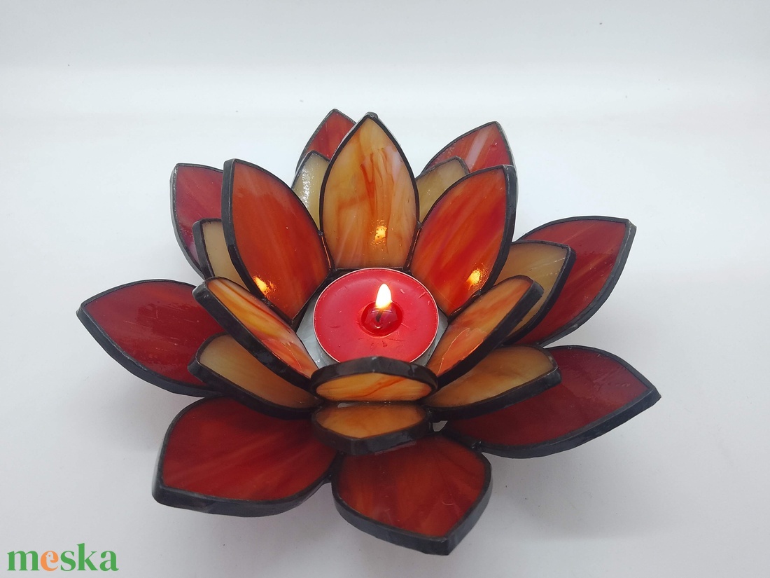 LÓTUSZVIRÁG tiffany mécsestartó.  - otthon & életmód - dekoráció - spiritualitás - mandala - Meska.hu