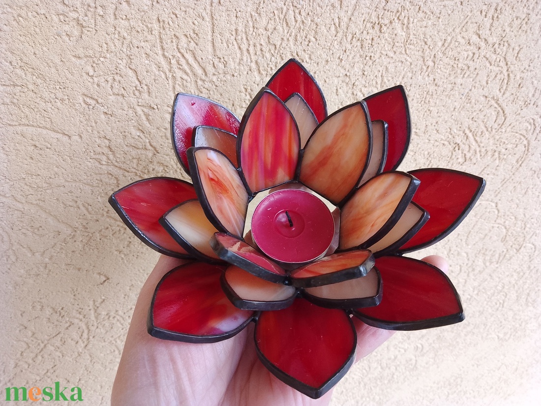 LÓTUSZVIRÁG tiffany mécsestartó.  - otthon & életmód - dekoráció - spiritualitás - mandala - Meska.hu