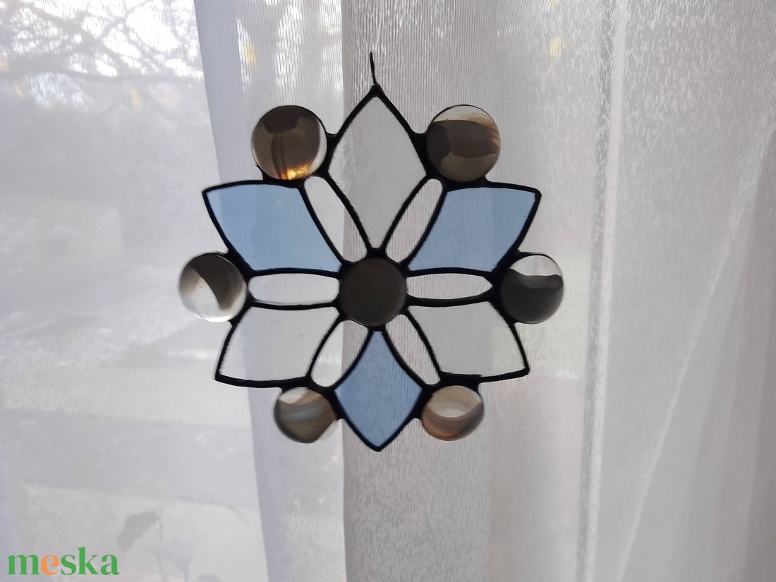 HÓPEHELY tiffany ablakdísz  - karácsony - karácsonyi lakásdekoráció - karácsonyi ablakdíszek, ablakmatricák - Meska.hu