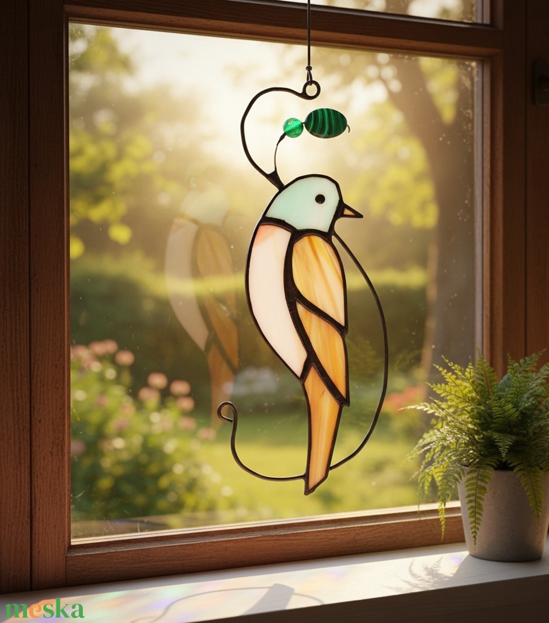 MADÁRKA faágon TIFFANY napfogó/ablakdísz a természet szerelmeseinek - otthon & életmód - dekoráció - ajtó- és ablak dekoráció - ablakdísz - Meska.hu