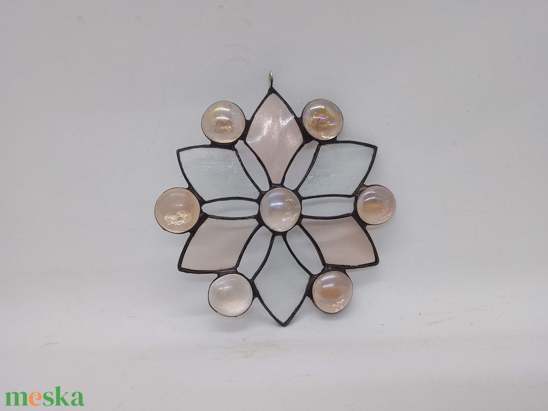 HÓPEHELY tiffany ablakdísz  - karácsony - karácsonyi lakásdekoráció - karácsonyi ablakdíszek, ablakmatricák - Meska.hu