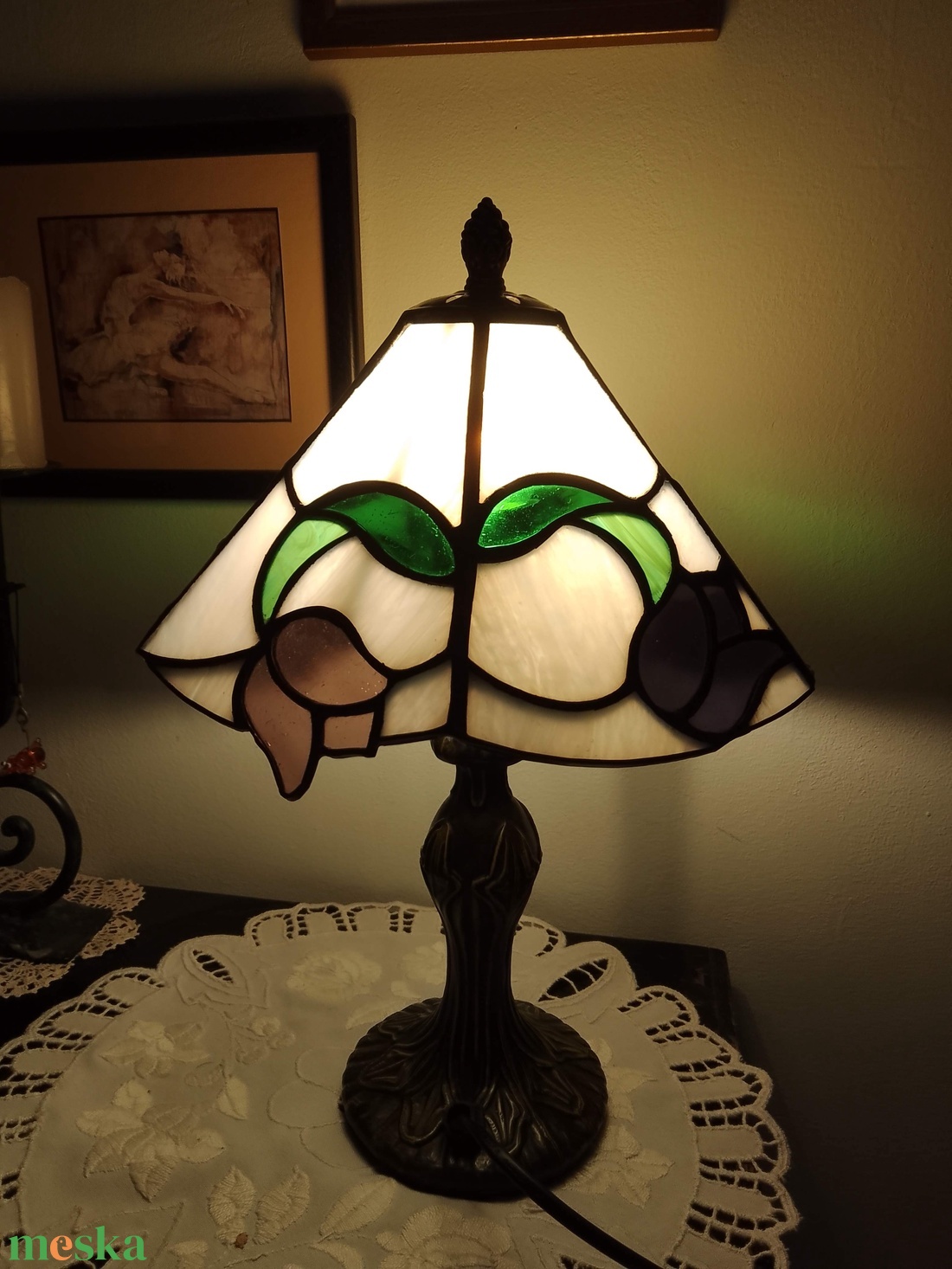 Fekete tulipán - tiffany lámpa  - otthon & életmód - lámpa - asztali lámpa - Meska.hu