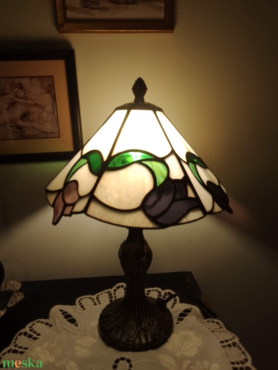 Fekete tulipán - tiffany lámpa  - otthon & életmód - lámpa - asztali lámpa - Meska.hu