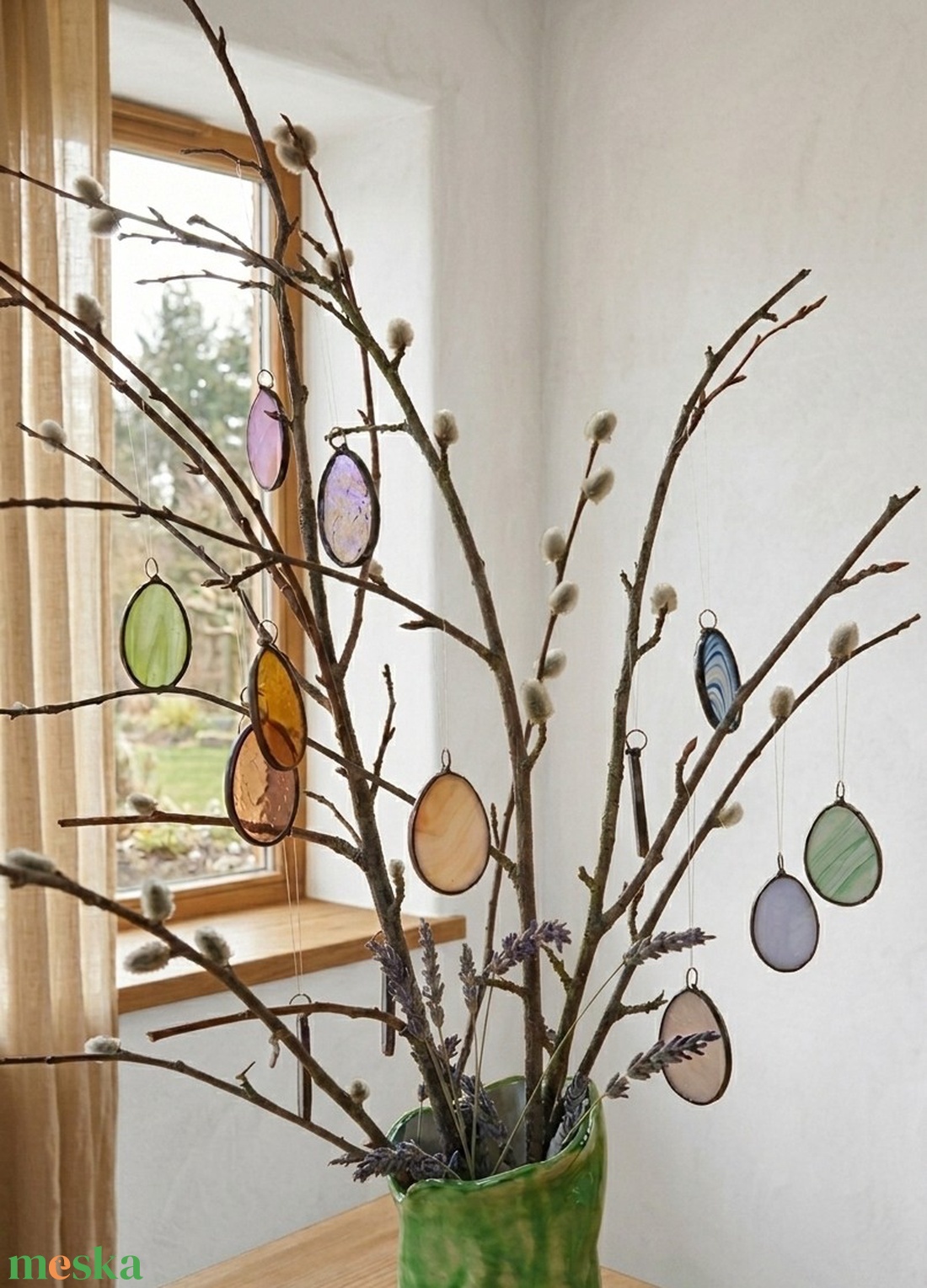 Apró,  színes, minimalista húsvéti tiffany tojáskák. - ünnepi díszek, dekorációk - húsvéti díszek és dekorációk - húsvéti tojásfadíszek - Meska.hu