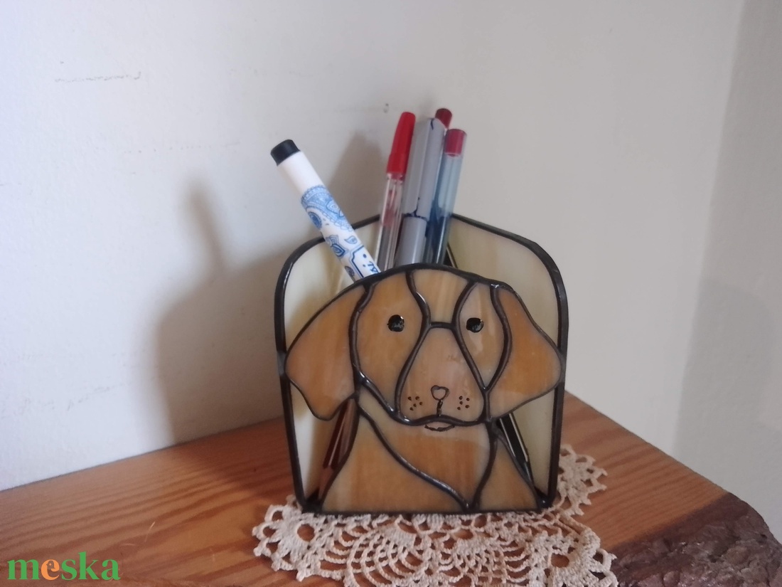 Vizslácska - tiffany ceruzatartó - otthon & életmód - tárolás & rendszerezés - íróasztali tároló - Meska.hu