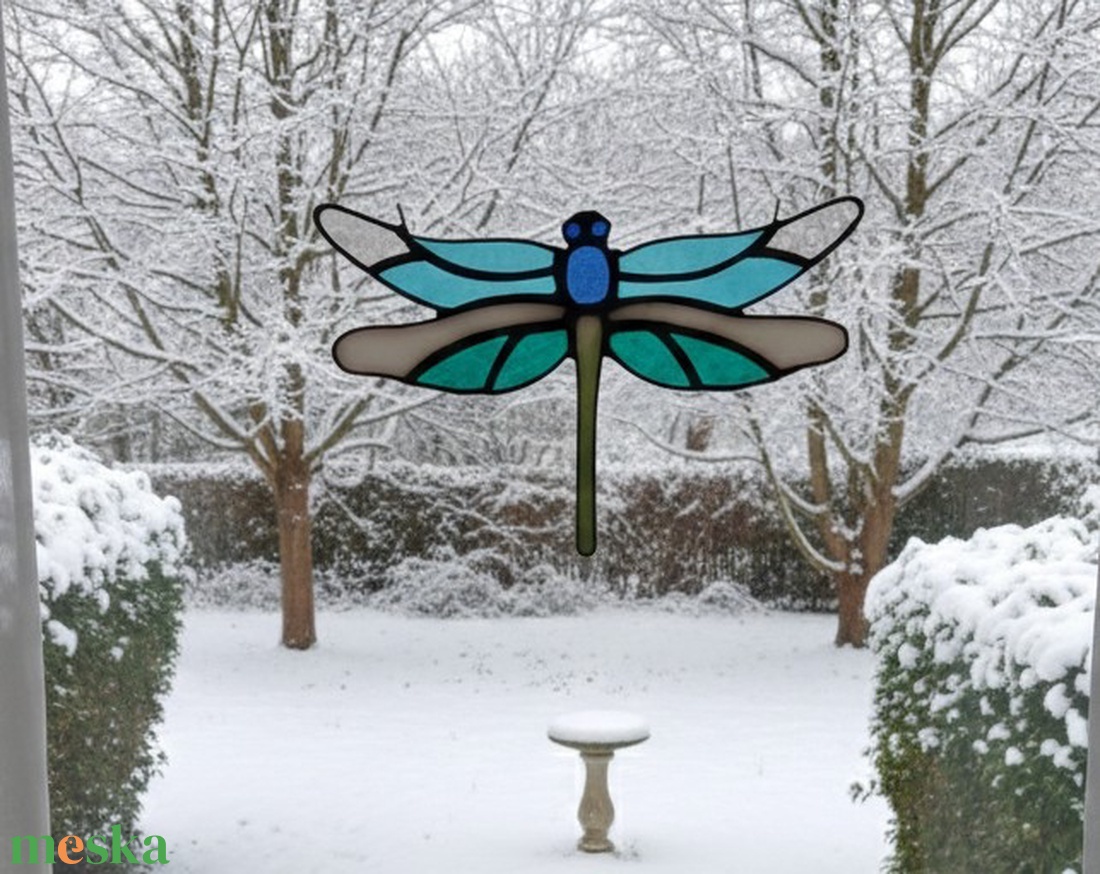 Szitakötő tiffany ablakdísz - otthon & életmód - dekoráció - ajtó- és ablak dekoráció - ablakdísz - Meska.hu