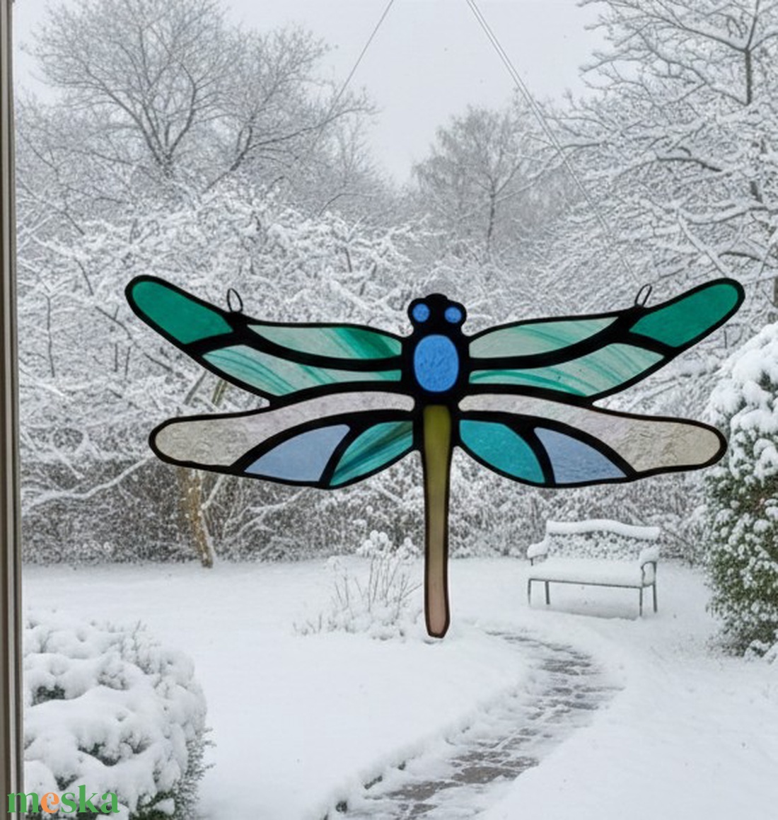 Szitakötő tiffany ablakdísz - otthon & életmód - dekoráció - ajtó- és ablak dekoráció - ablakdísz - Meska.hu