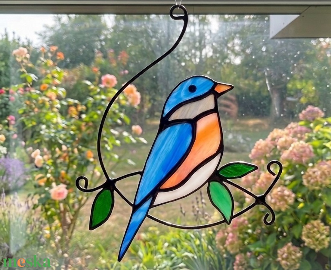 MADÁRKA faágon TIFFANY napfogó/ablakdísz a természet szerelmeseinek - otthon & életmód - dekoráció - ajtó- és ablak dekoráció - ablakdísz - Meska.hu