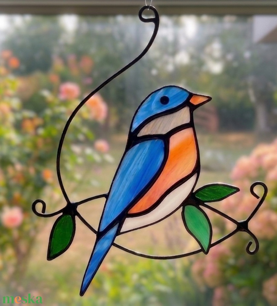 MADÁRKA faágon TIFFANY napfogó/ablakdísz a természet szerelmeseinek - otthon & életmód - dekoráció - ajtó- és ablak dekoráció - ablakdísz - Meska.hu