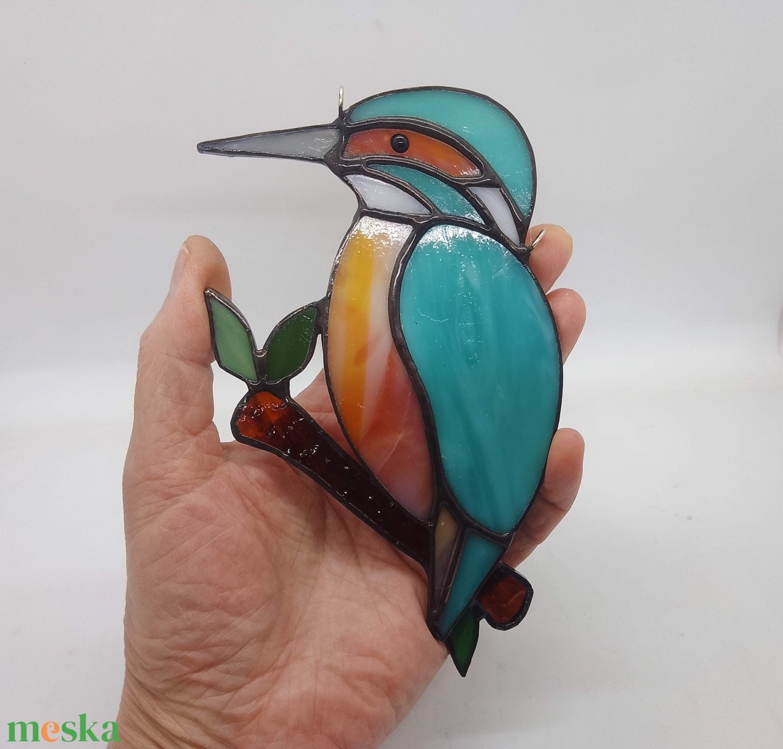 JÉGMADÁR faágon TIFFANY napfogó/ablakdísz a természet szerelmeseinek - otthon & életmód - dekoráció - ajtó- és ablak dekoráció - ablakdísz - Meska.hu