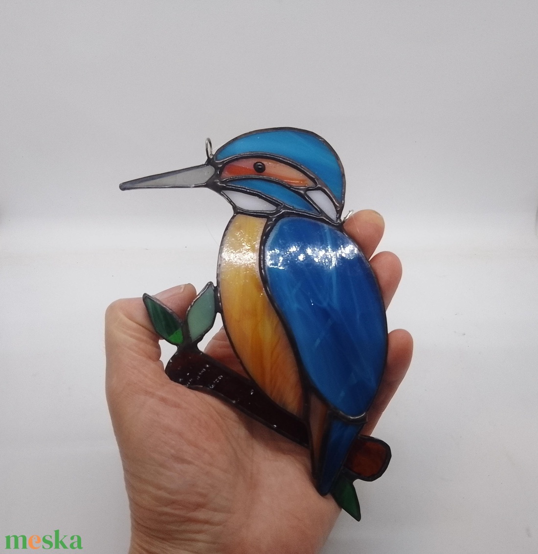 JÉGMADÁR faágon TIFFANY napfogó/ablakdísz a természet szerelmeseinek - otthon & életmód - dekoráció - ajtó- és ablak dekoráció - ablakdísz - Meska.hu