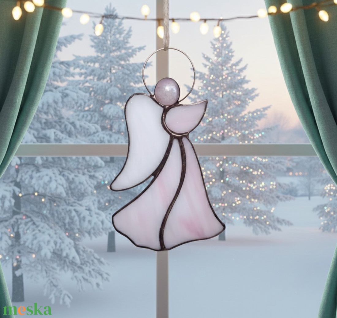 ANGYALKA tiffany ablakdísz  - karácsony - karácsonyi lakásdekoráció - karácsonyi ablakdíszek, ablakmatricák - Meska.hu