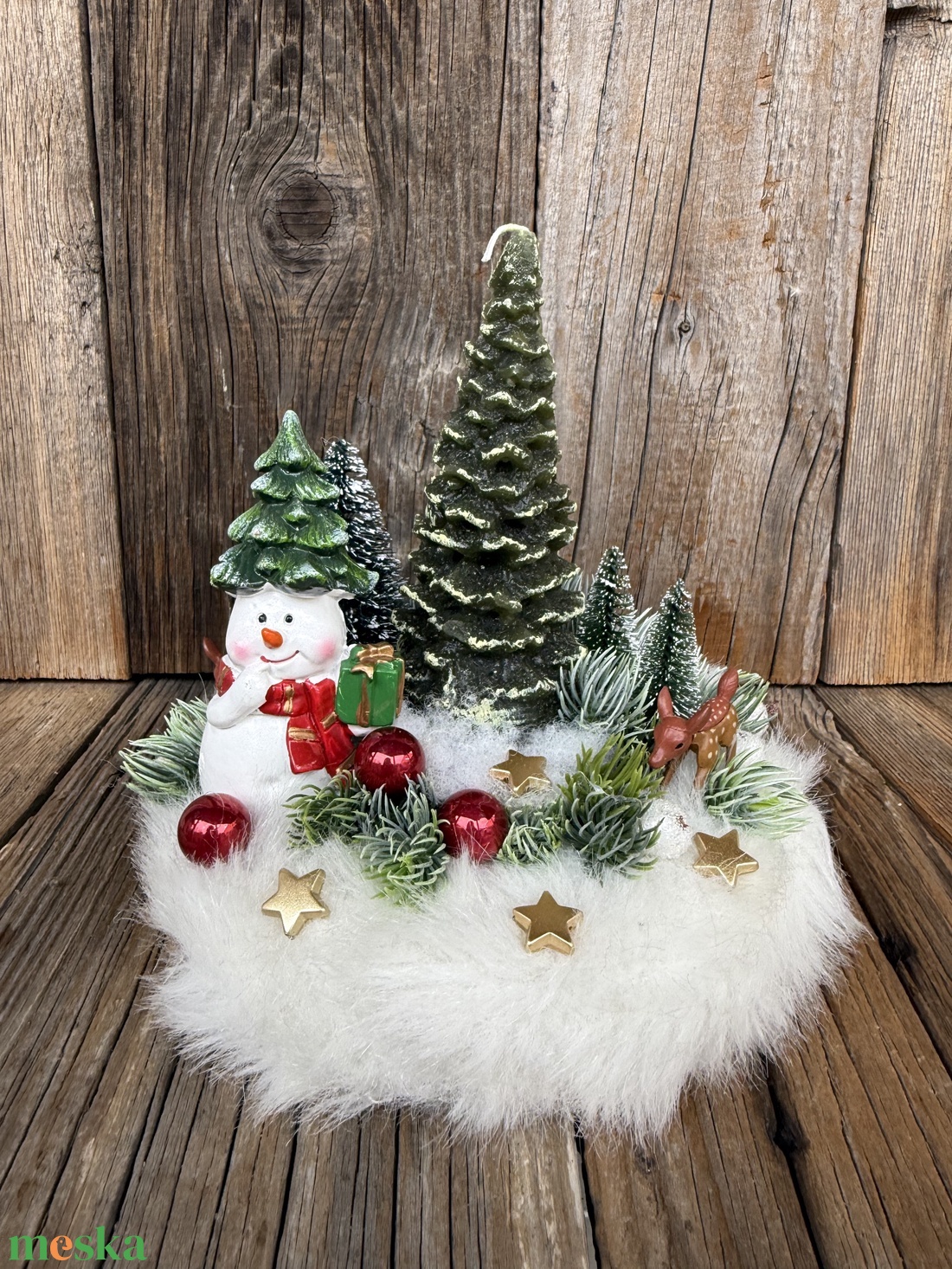 Hóemberes asztaldísz - karácsony - karácsonyi lakásdekoráció - karácsonyi lakásdíszek - Meska.hu