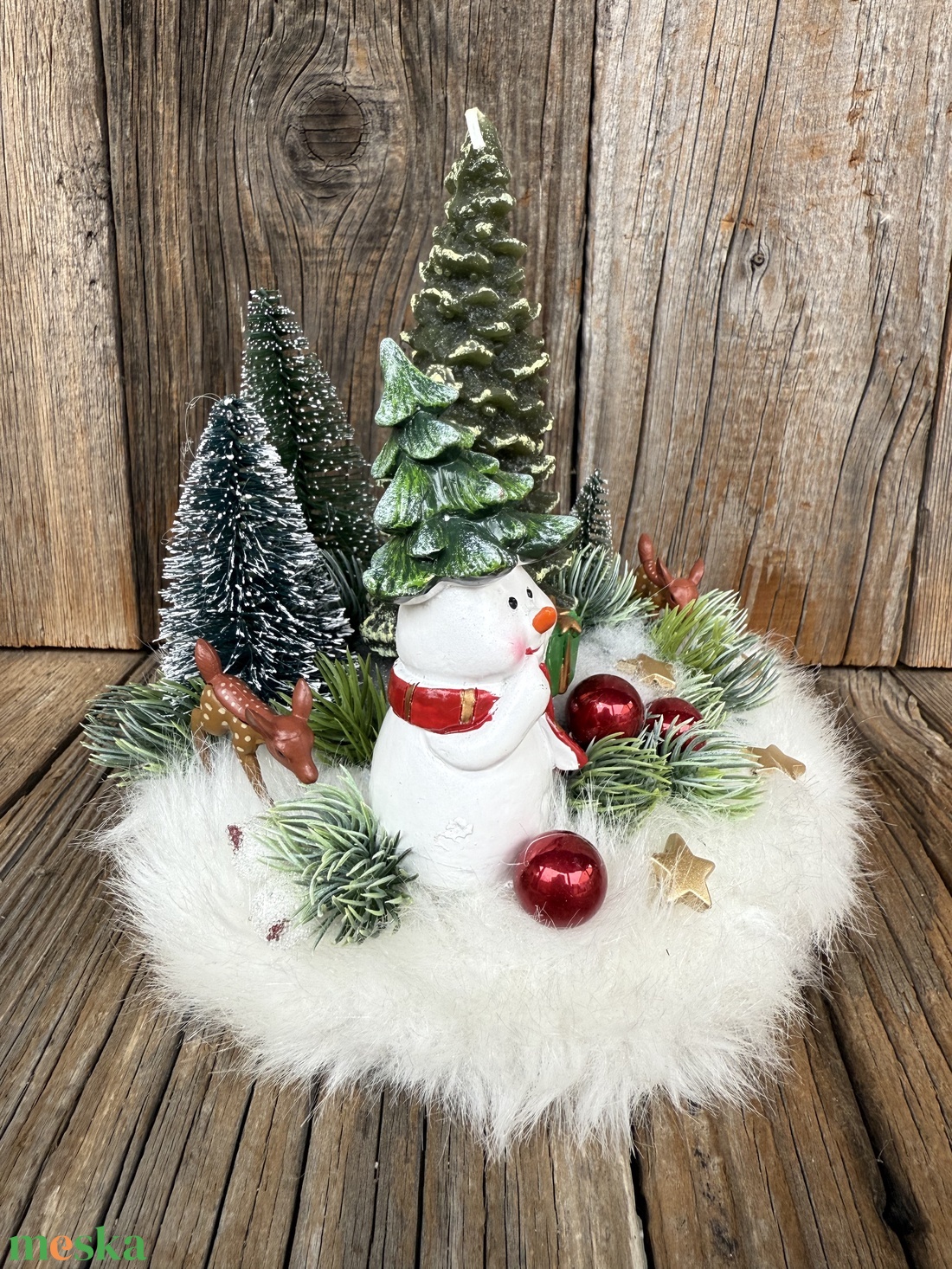 Hóemberes asztaldísz - karácsony - karácsonyi lakásdekoráció - karácsonyi lakásdíszek - Meska.hu