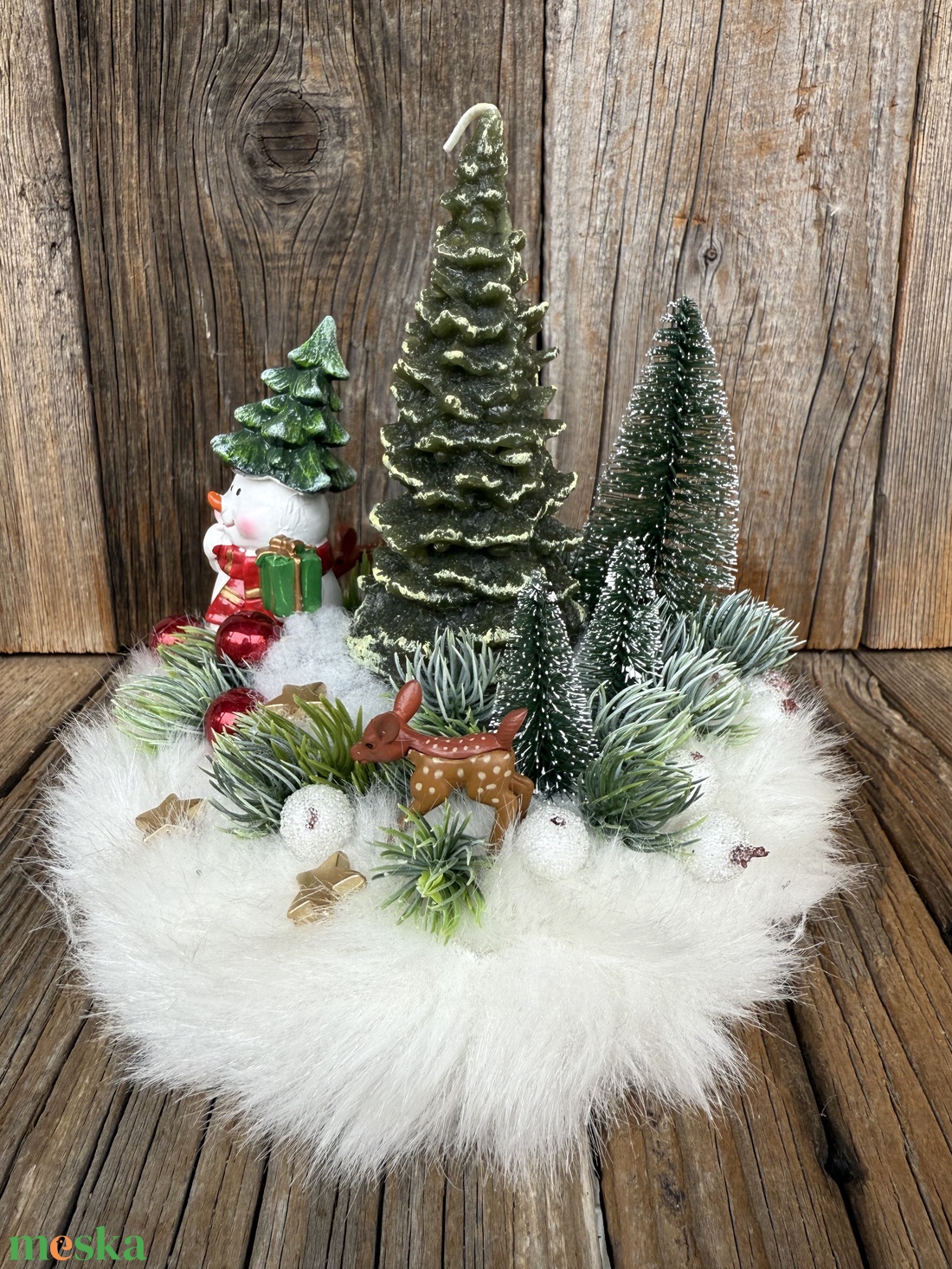 Hóemberes asztaldísz - karácsony - karácsonyi lakásdekoráció - karácsonyi lakásdíszek - Meska.hu