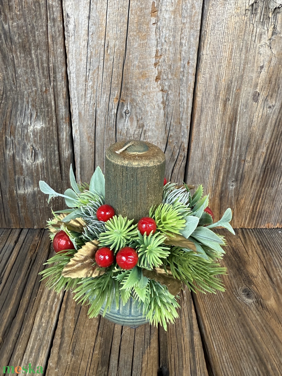 Karácsonyi asztali dísz - karácsony - adventi díszek - adventi koszorú - Meska.hu