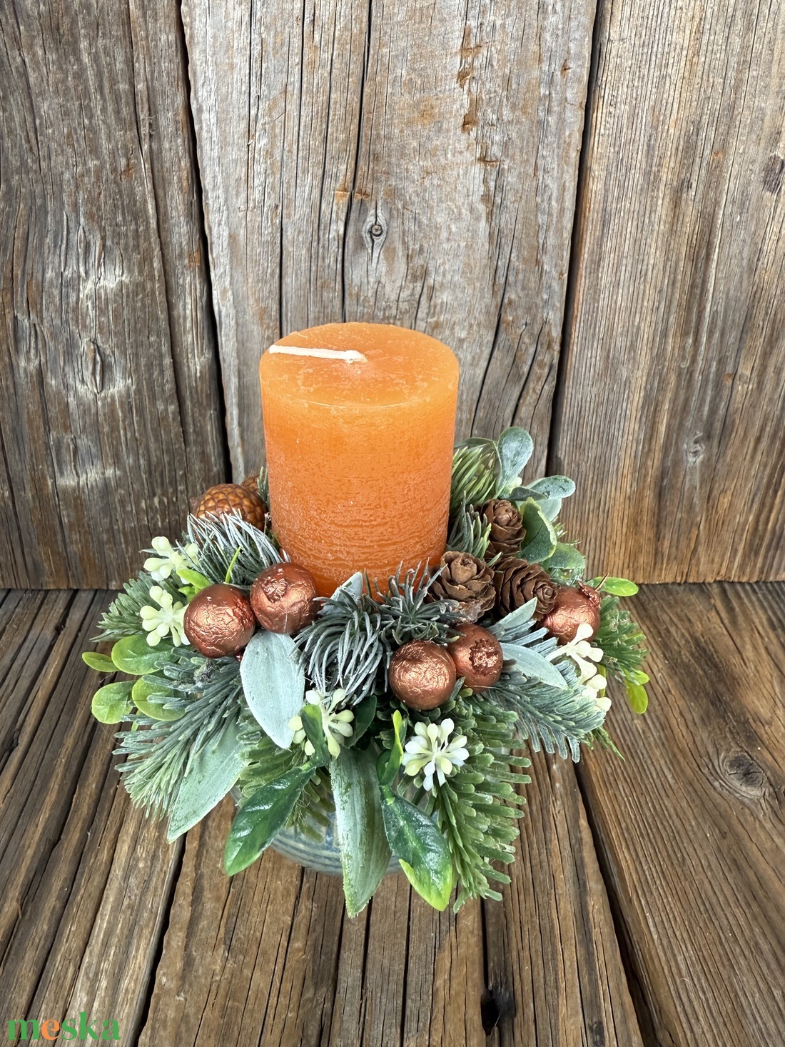 Karácsonyi asztali dísz - karácsony - adventi díszek - adventi koszorú - Meska.hu