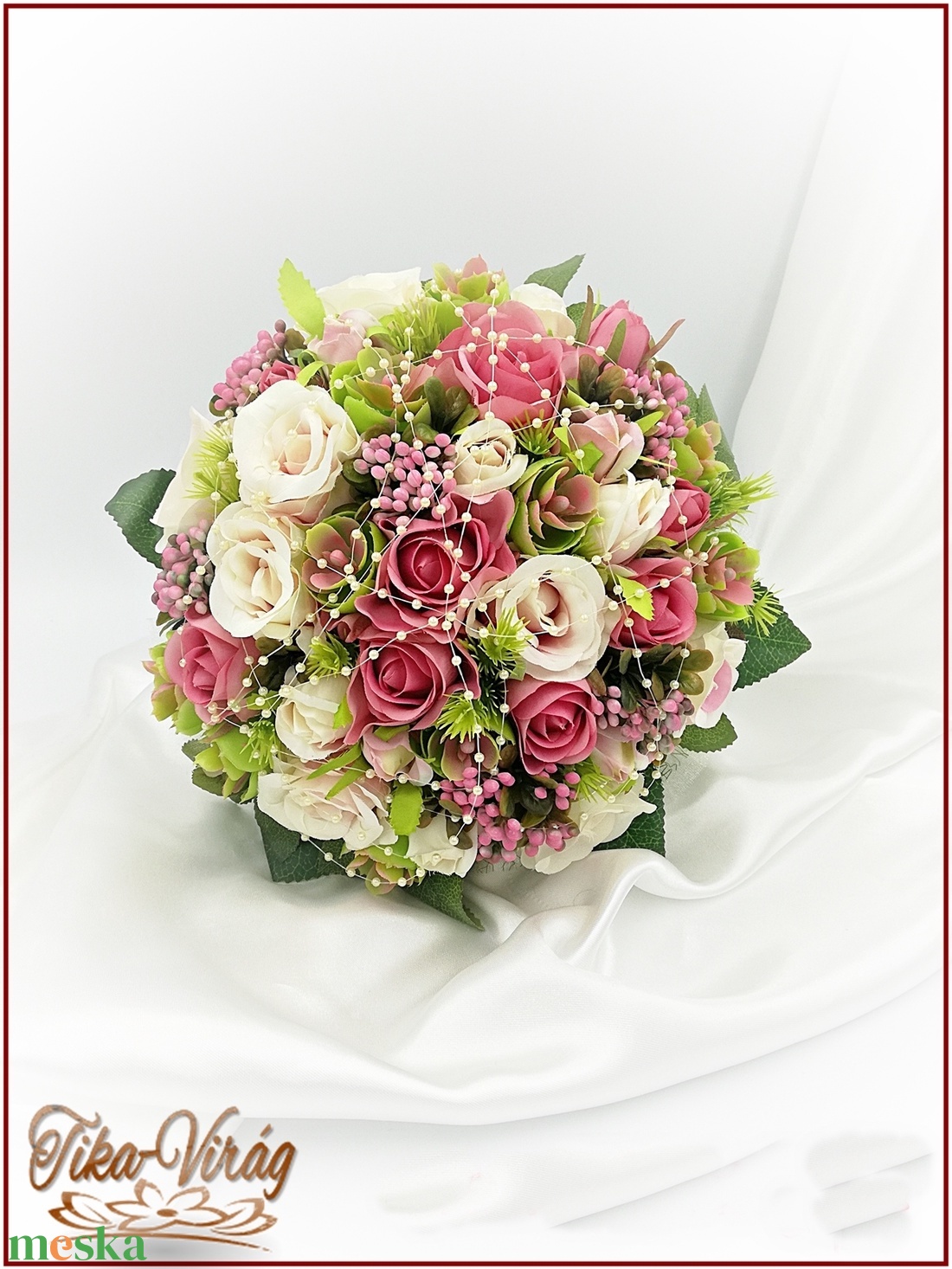 Antik-rózsaszínű-rózsákból álló örök-csokor 170754_1. - esküvő - menyasszonyi- és dobócsokor - Meska.hu