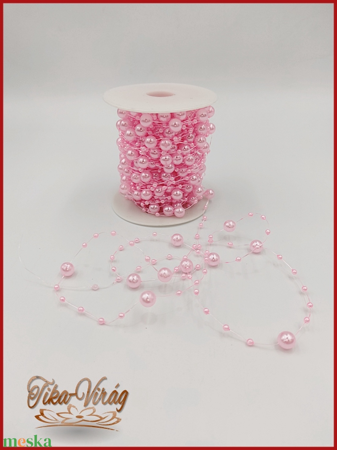 Gyöngy füzér damilon 3/7mm Rózsaszín színű 1 tekercs/ 20 méter  - gyöngy, ékszerkellék - műanyag gyöngy - Meska.hu