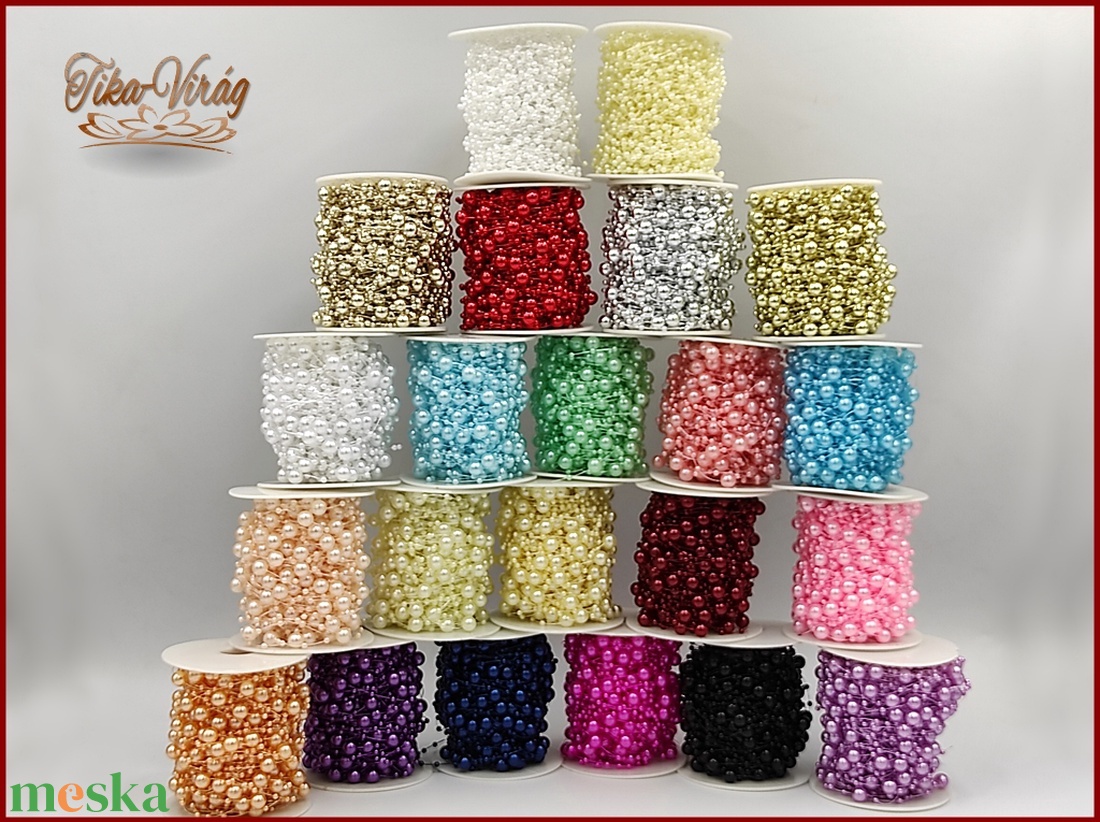 Gyöngy füzér damilon 3/7mm Krém színű 1 tekercs/ 20 méter - dekorációs kellékek - egyéb kellékek - Meska.hu Gyöngy füzér damilon 3/7mm Krém színű 1 tekercs/ 20 méter - dekorációs kellékek - egyéb kellékek - Meska.hu