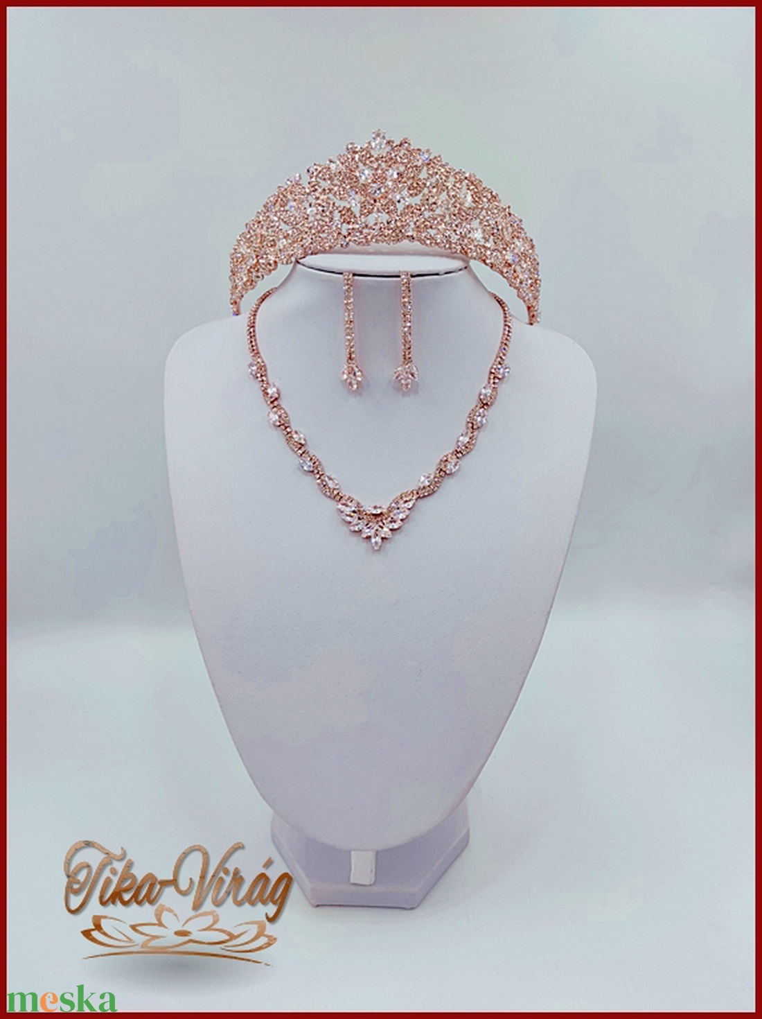 Gold-Rose Korona + Nyakék szett variáció - esküvő - esküvői szett - Meska.hu Gold-Rose Korona + Nyakék szett variáció - esküvő - esküvői szett - Meska.hu