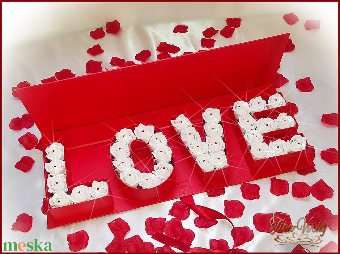 Love extra nagy piros-fehér szerelmes-box - otthon & lakás - dekoráció - virágdísz és tartó - virágbox, virágdoboz - Meska.hu