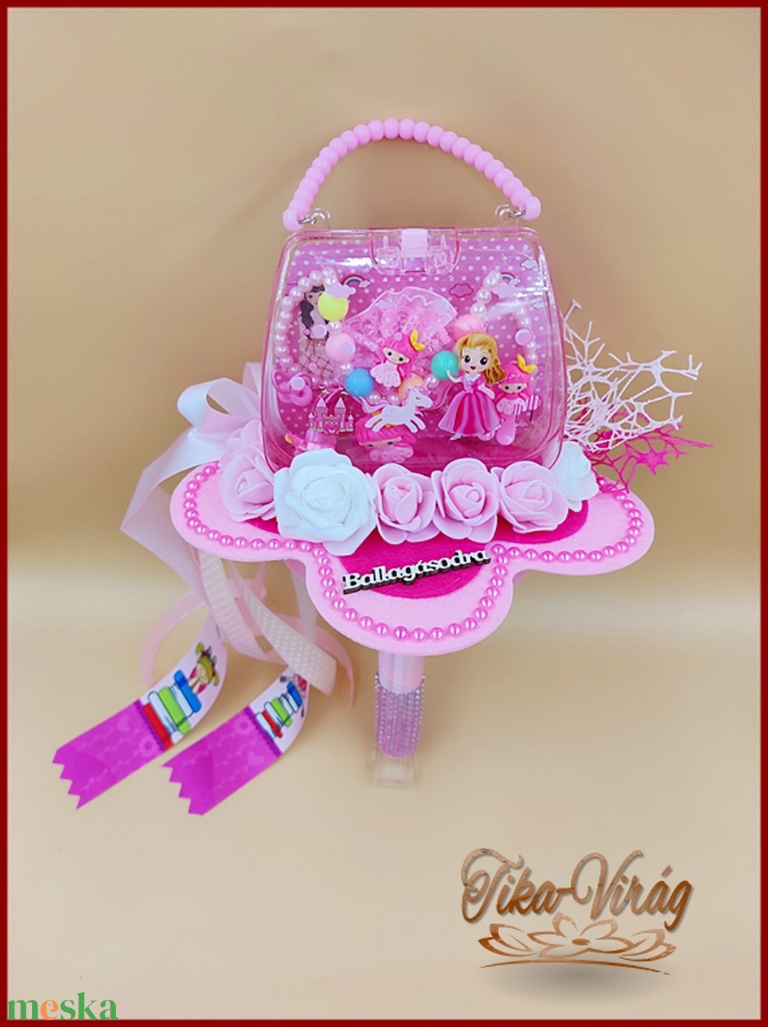 Ovis ballagási örök-csokor kis táskával rózsaszínű kiegészítőkkel 141319. - otthon & lakás - dekoráció - virágdísz és tartó - csokor & virágdísz - Meska.hu