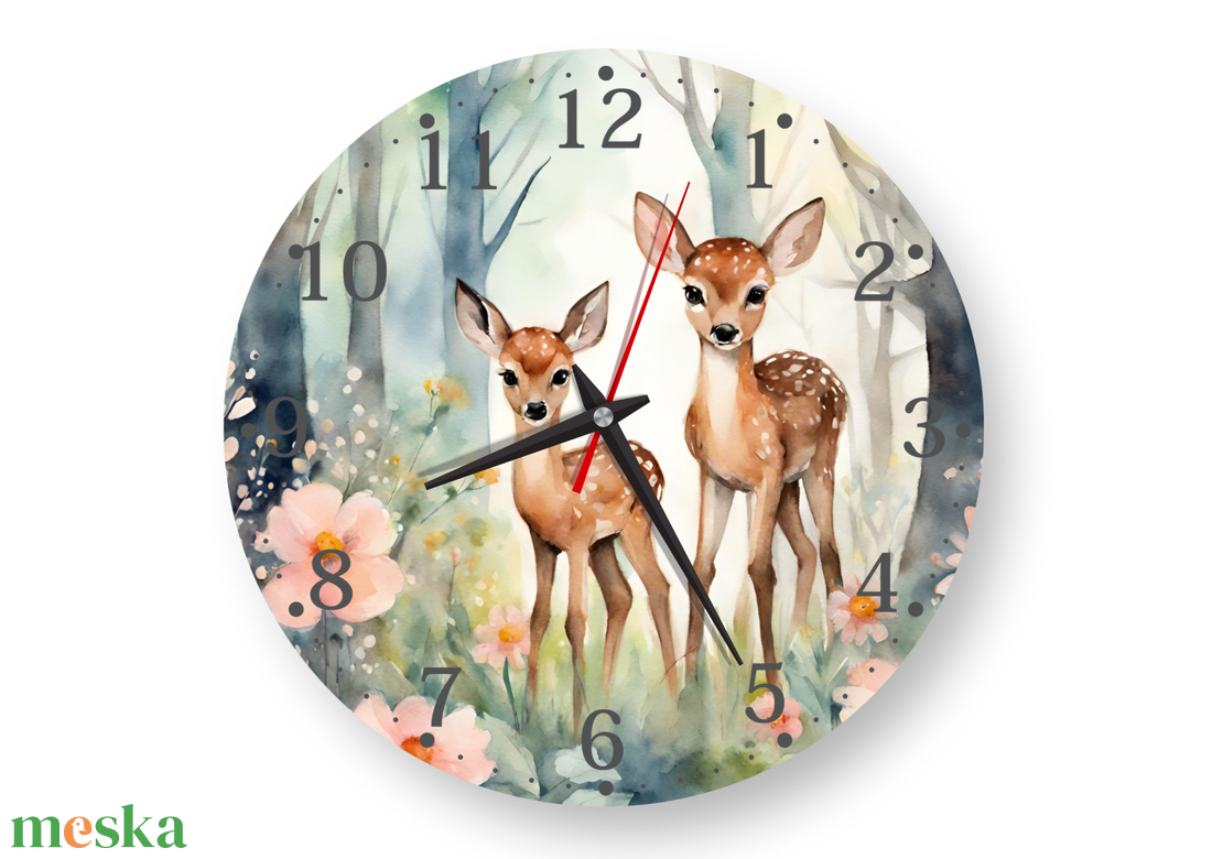 Erdei őzikés nagyméretű , hangtalan ,személyre szabott  falióra gyerekeknek - otthon & életmód - dekoráció - fali és függő dekoráció - falióra & óra - Meska.hu