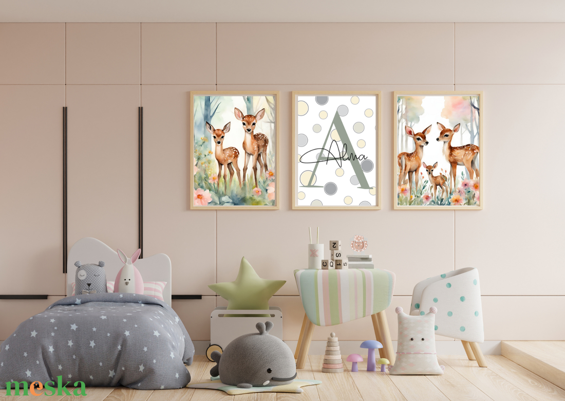 Erdei őzikés nagyméretű , hangtalan ,személyre szabott  falióra gyerekeknek - otthon & életmód - dekoráció - fali és függő dekoráció - falióra & óra - Meska.hu