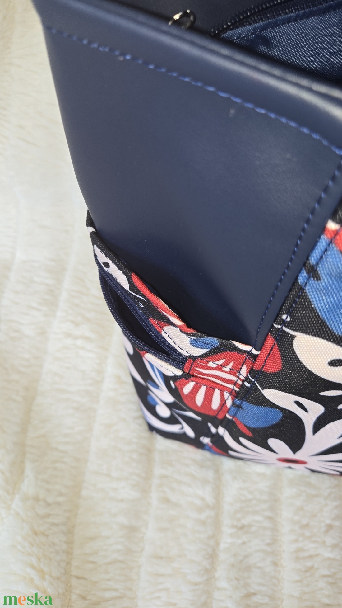 Elegáns kék, mintás válltáska  - táska & tok - kézitáska & válltáska - válltáska - Meska.hu