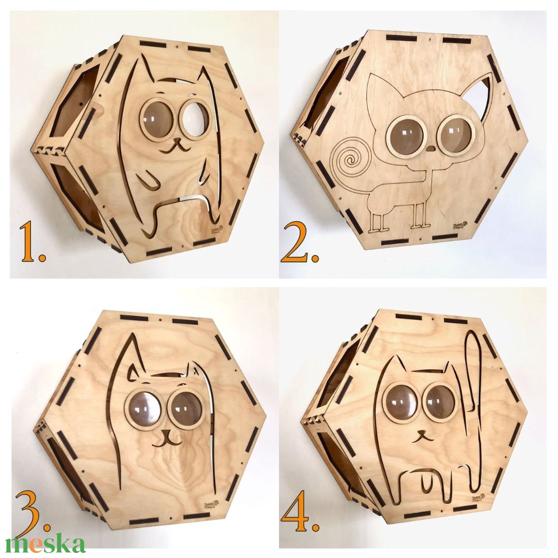 WALL HEXAGON - falra szerelhető macskaház / cicapihenő 4. - otthon & életmód - kisállatoknak - cicáknak & macskáknak - Meska.hu