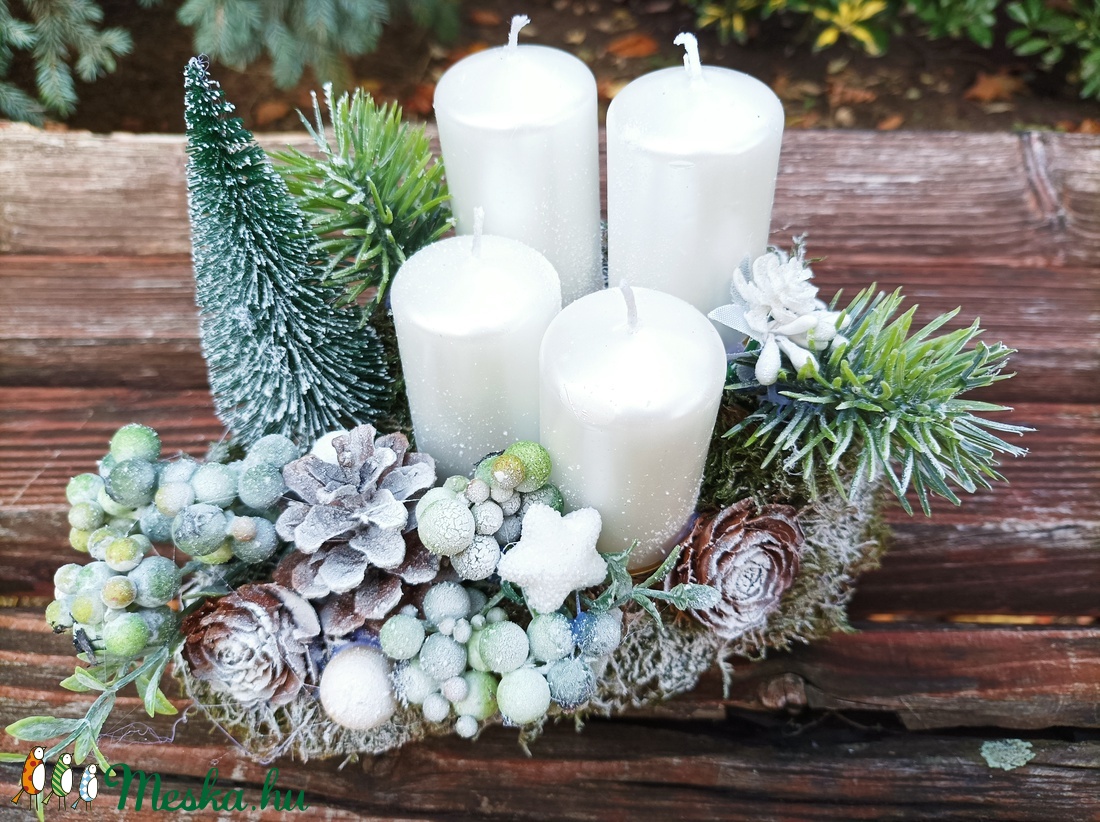 Fehér-zöld adventi asztaldísz - karácsony - adventi díszek - adventi asztaldísz - Meska.hu Fehér-zöld adventi asztaldísz - karácsony - adventi díszek - adventi asztaldísz - Meska.hu