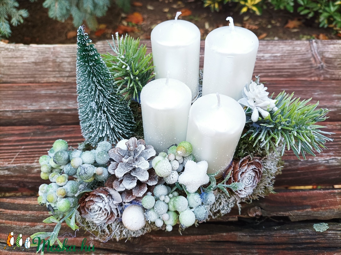 Fehér-zöld adventi asztaldísz - karácsony - adventi díszek - adventi asztaldísz - Meska.hu Fehér-zöld adventi asztaldísz - karácsony - adventi díszek - adventi asztaldísz - Meska.hu