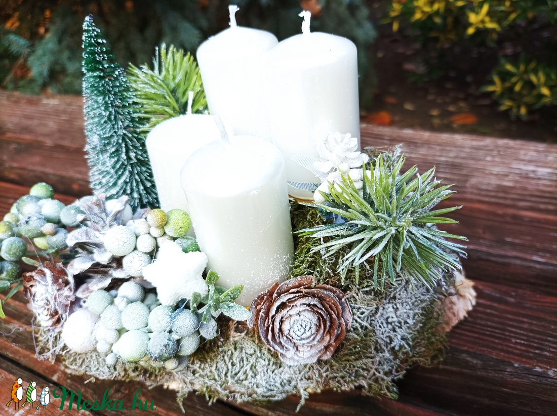 Fehér-zöld adventi asztaldísz - karácsony - adventi díszek - adventi asztaldísz - Meska.hu Fehér-zöld adventi asztaldísz - karácsony - adventi díszek - adventi asztaldísz - Meska.hu