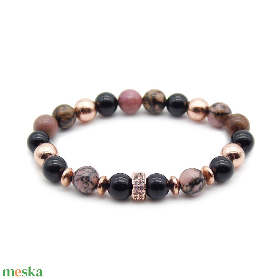 Rose gold női karkötő rodonit és ónix női ásvány karkötő - ékszer - karkötő - gyöngyös karkötő - Meska.hu Rose gold női karkötő rodonit és ónix női ásvány karkötő - ékszer - karkötő - gyöngyös karkötő - Meska.hu
