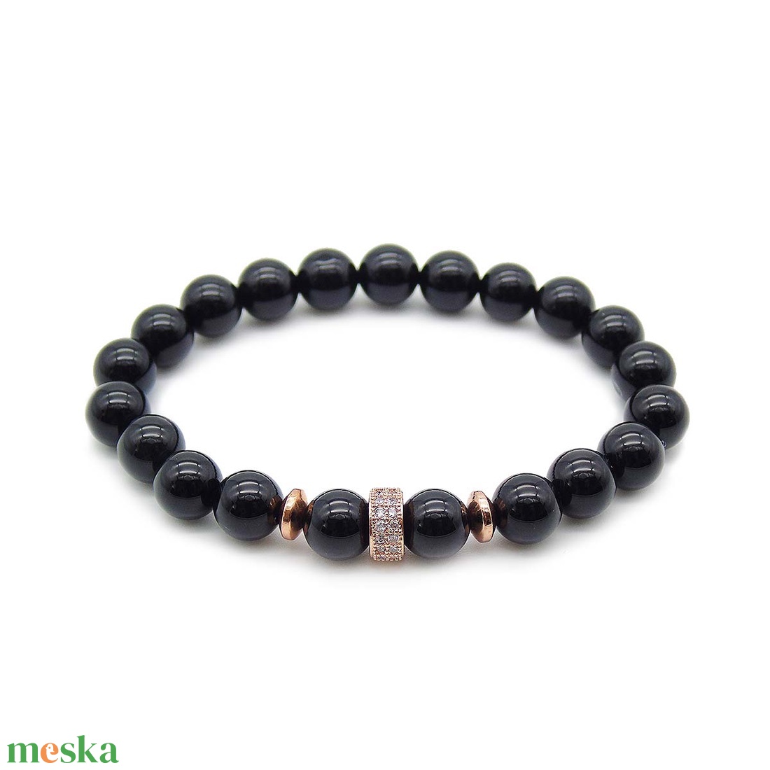Rose gold díszes fekete női karkötő ónix női ásvány karkötő - ékszer - karkötő - gyöngyös karkötő - Meska.hu Rose gold díszes fekete női karkötő ónix női ásvány karkötő - ékszer - karkötő - gyöngyös karkötő - Meska.hu