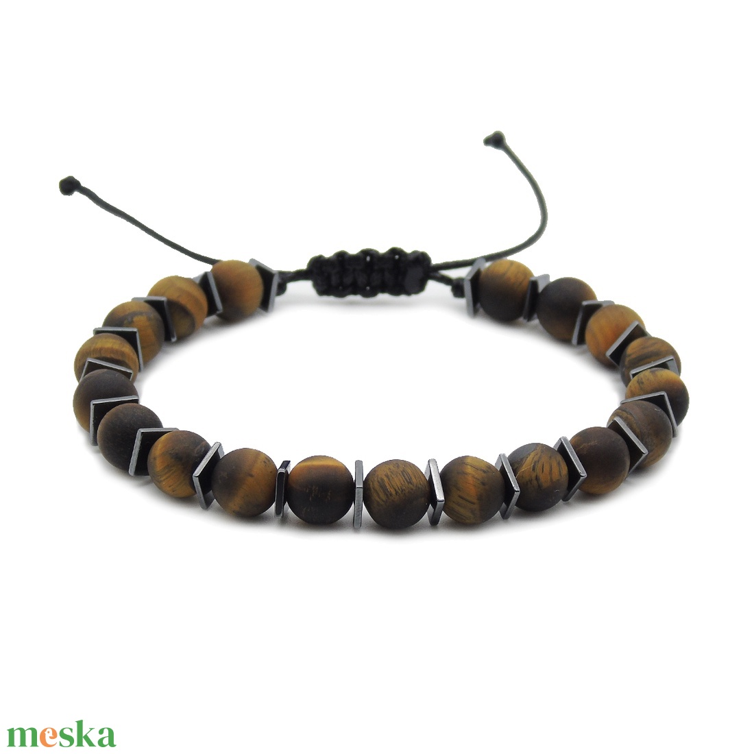 Egyedi férfi tigrisszem karkötő - állítható férfi karkötő - ékszer - karkötő - gyöngyös karkötő - Meska.hu
