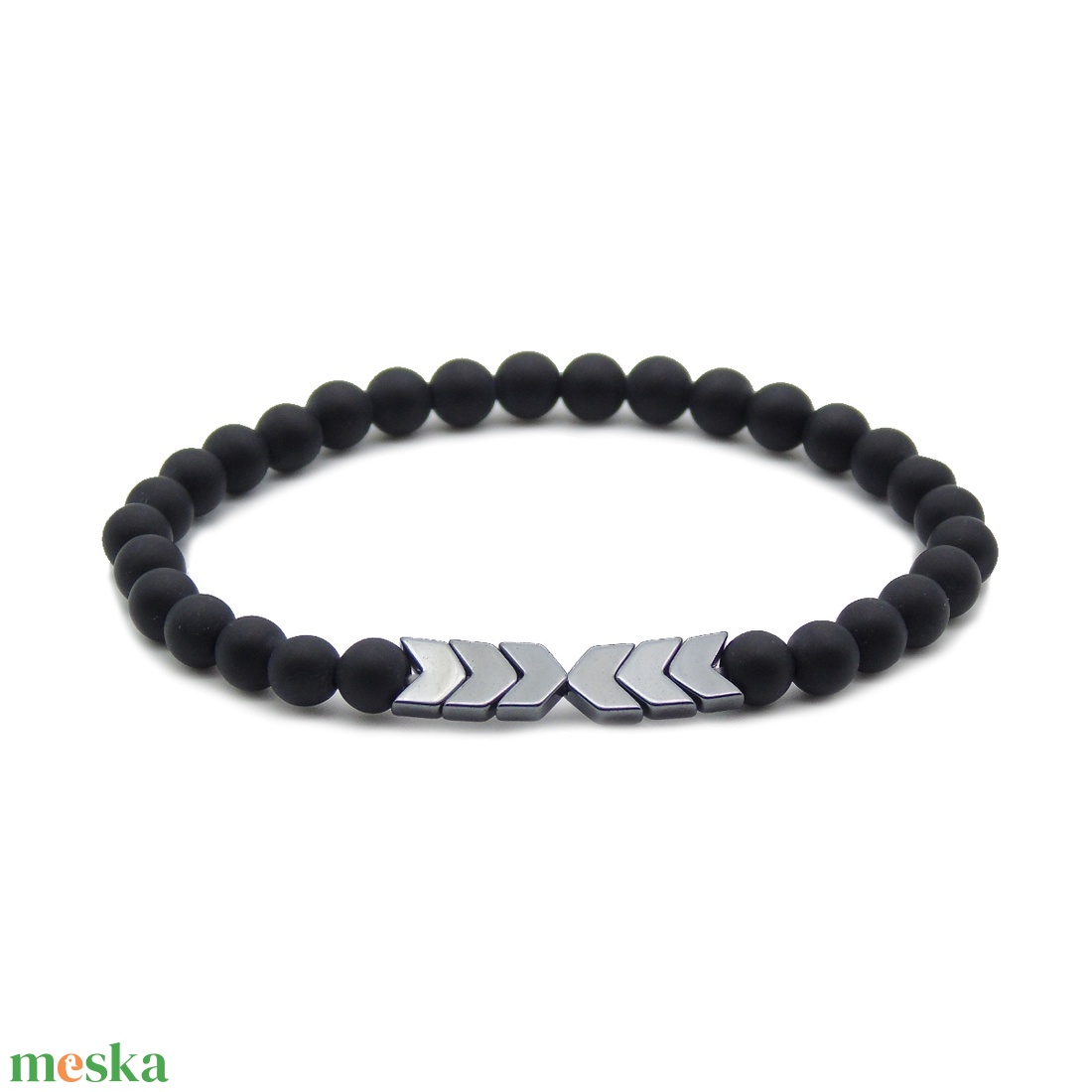 Nyilas férfi matt ónix ásvány karkötő - ékszer - karkötő - gyöngyös karkötő - Meska.hu