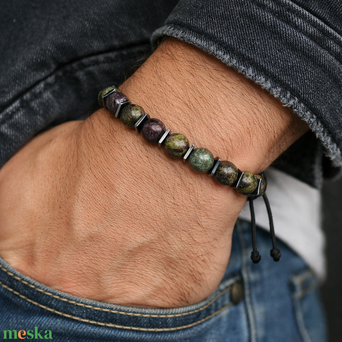 Egyedi férfi sárkányvérkő karkötő - állítható férfi karkötő - ékszer - karkötő - gyöngyös karkötő - Meska.hu
