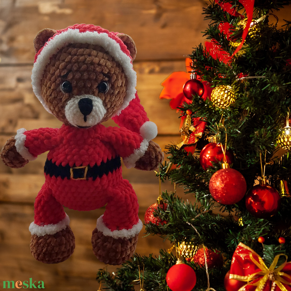 Mikulás plüss maci - játék & sport - plüssállat & játékfigura - maci - Meska.hu