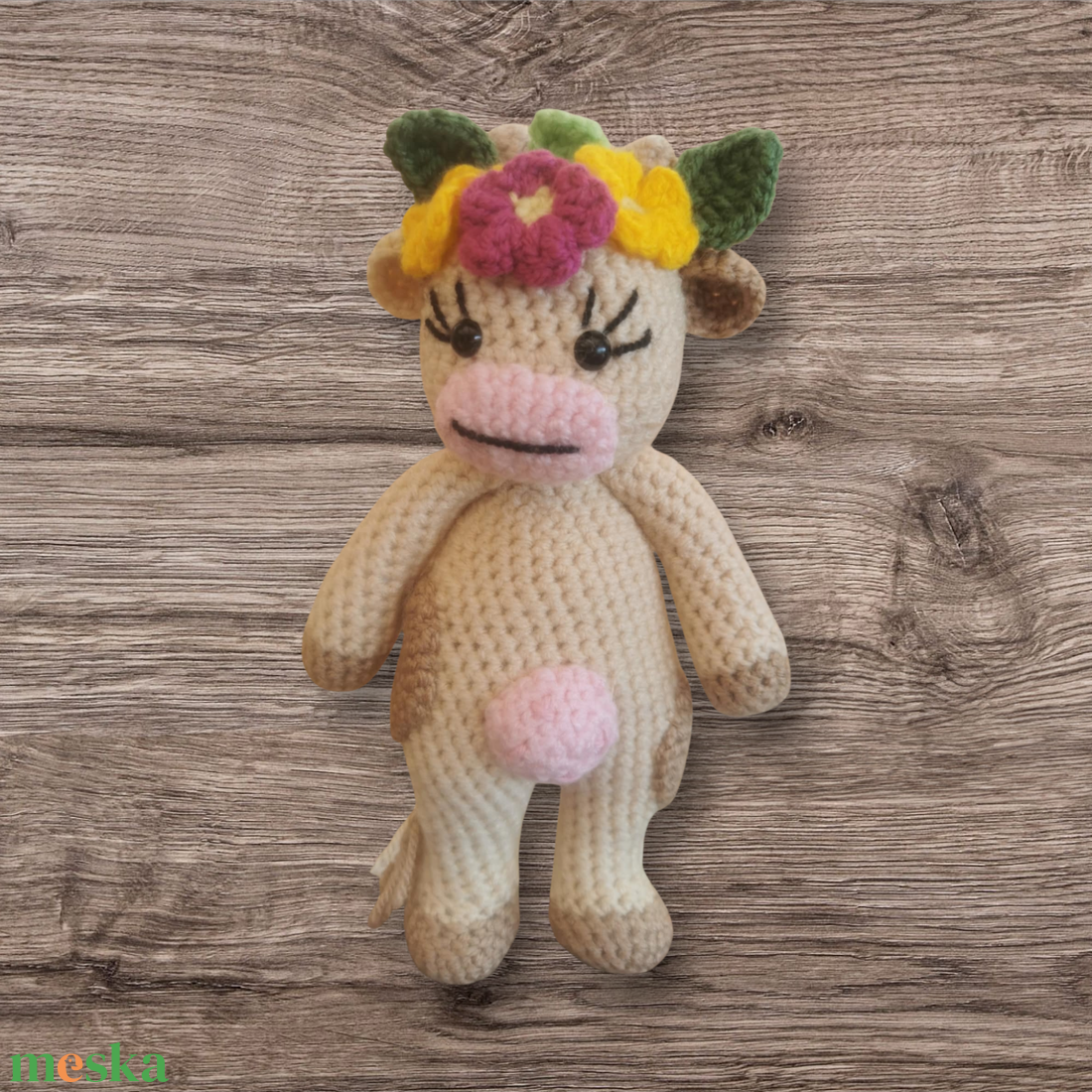 Virágos tehén - játék & sport - plüssállat & játékfigura - boci, tehén - Meska.hu