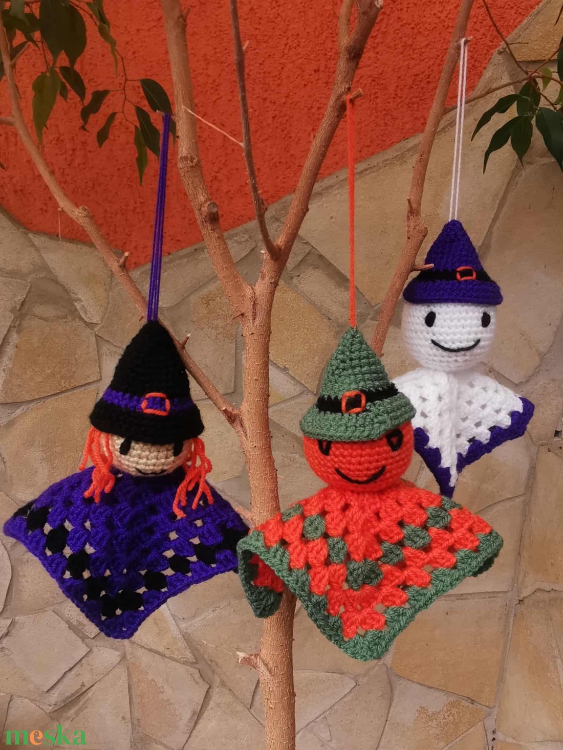 Horgolt halloweeni függő figurák - játék & sport - plüssállat & játékfigura - más figura - Meska.hu