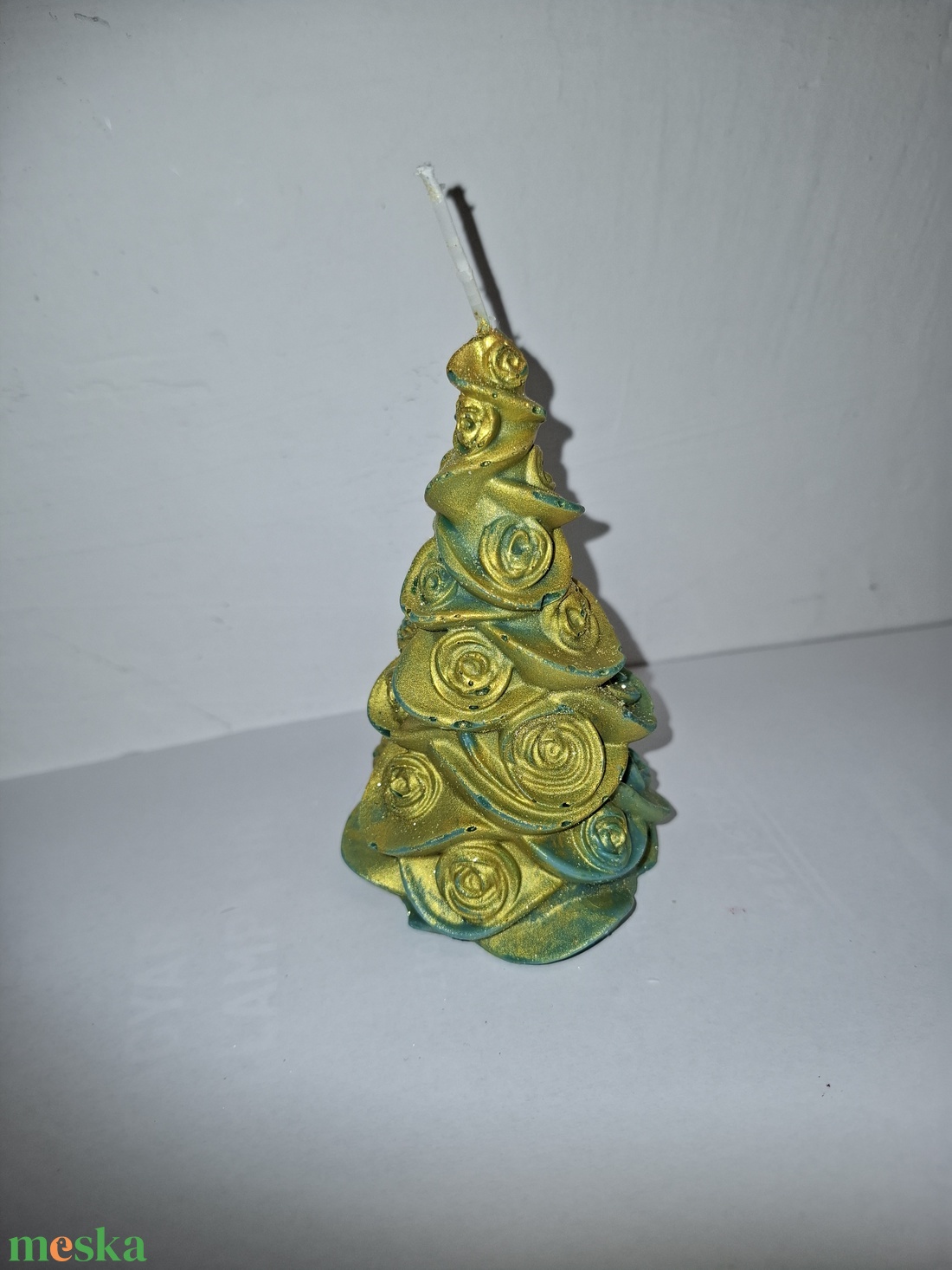 Karácsonyfa, virág mintás gyertya  - karácsony - adventi díszek - adventi gyertyadíszek és koszorúdíszek - Meska.hu