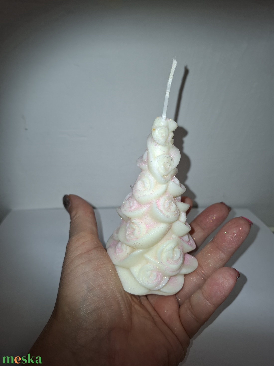 Fenyőfa gyertya, virágos  - karácsony - adventi díszek - adventi gyertyadíszek és koszorúdíszek - Meska.hu