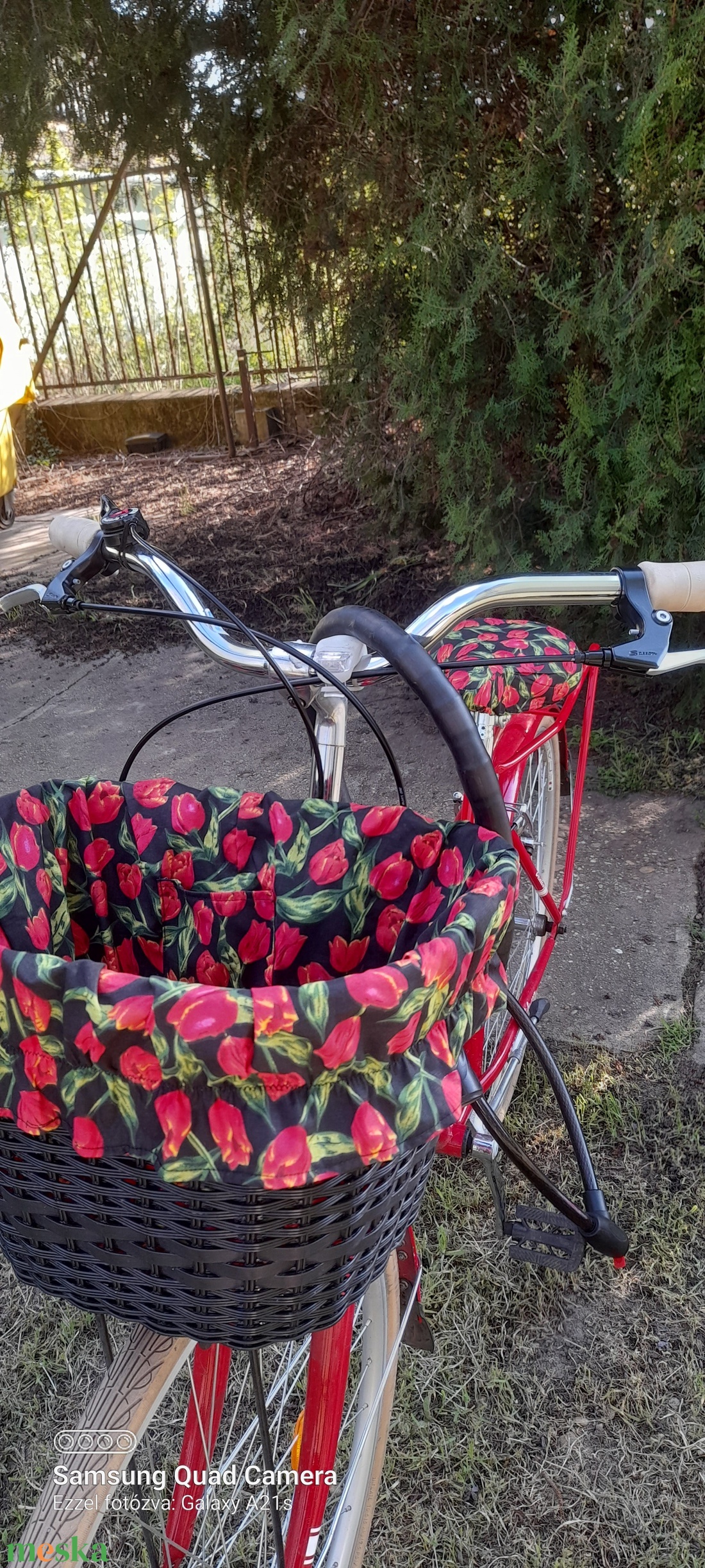 Virágos bicikli kosár huzat - játék & sport - sport és kikapcsolódás - kerékpározás - bicikli kosár huzat - Meska.hu