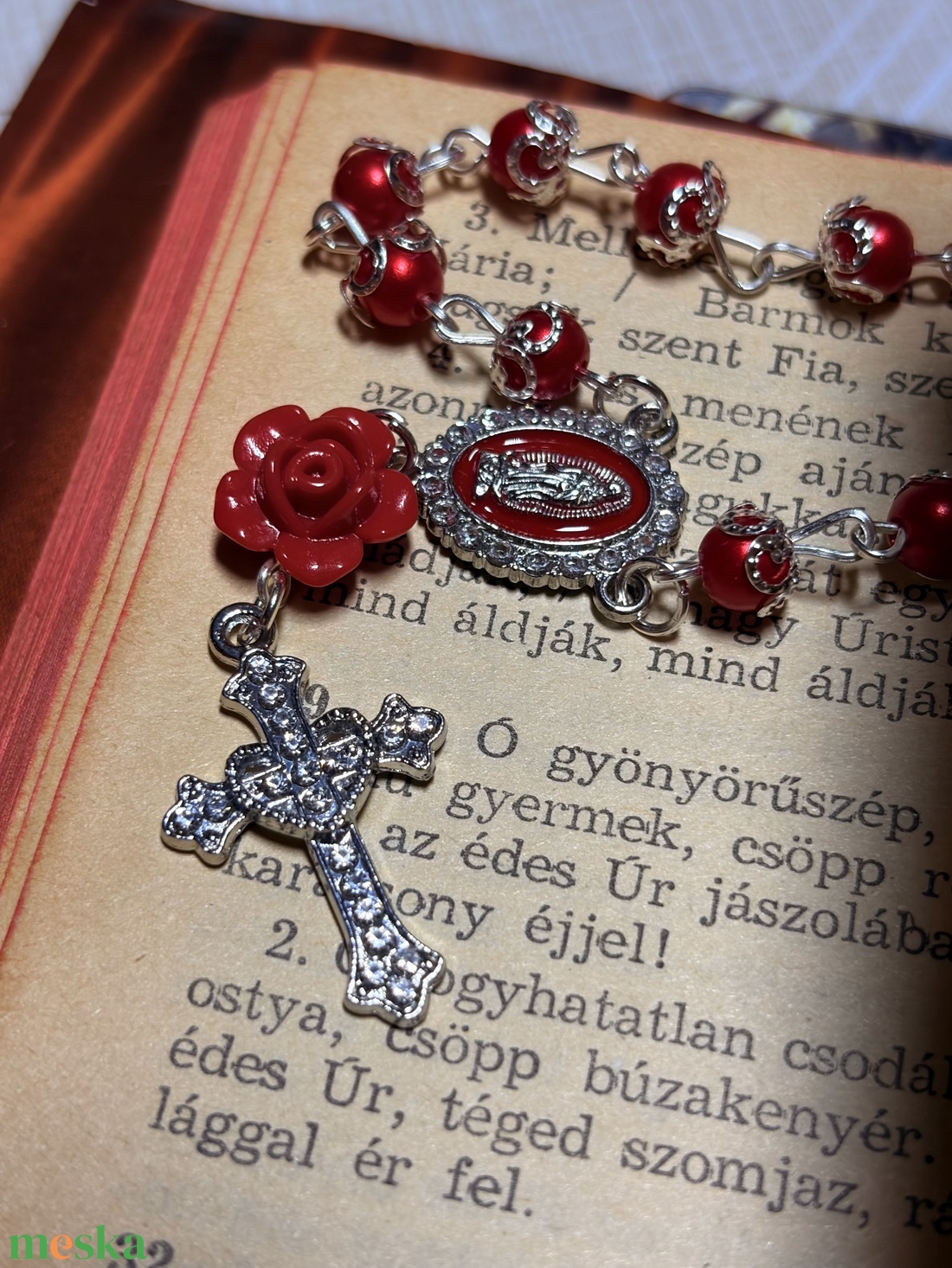 Mélyvörös egytizedes,  Guadalupei Szűzanya   - otthon & életmód - vallás - lánc & füzér - Meska.hu