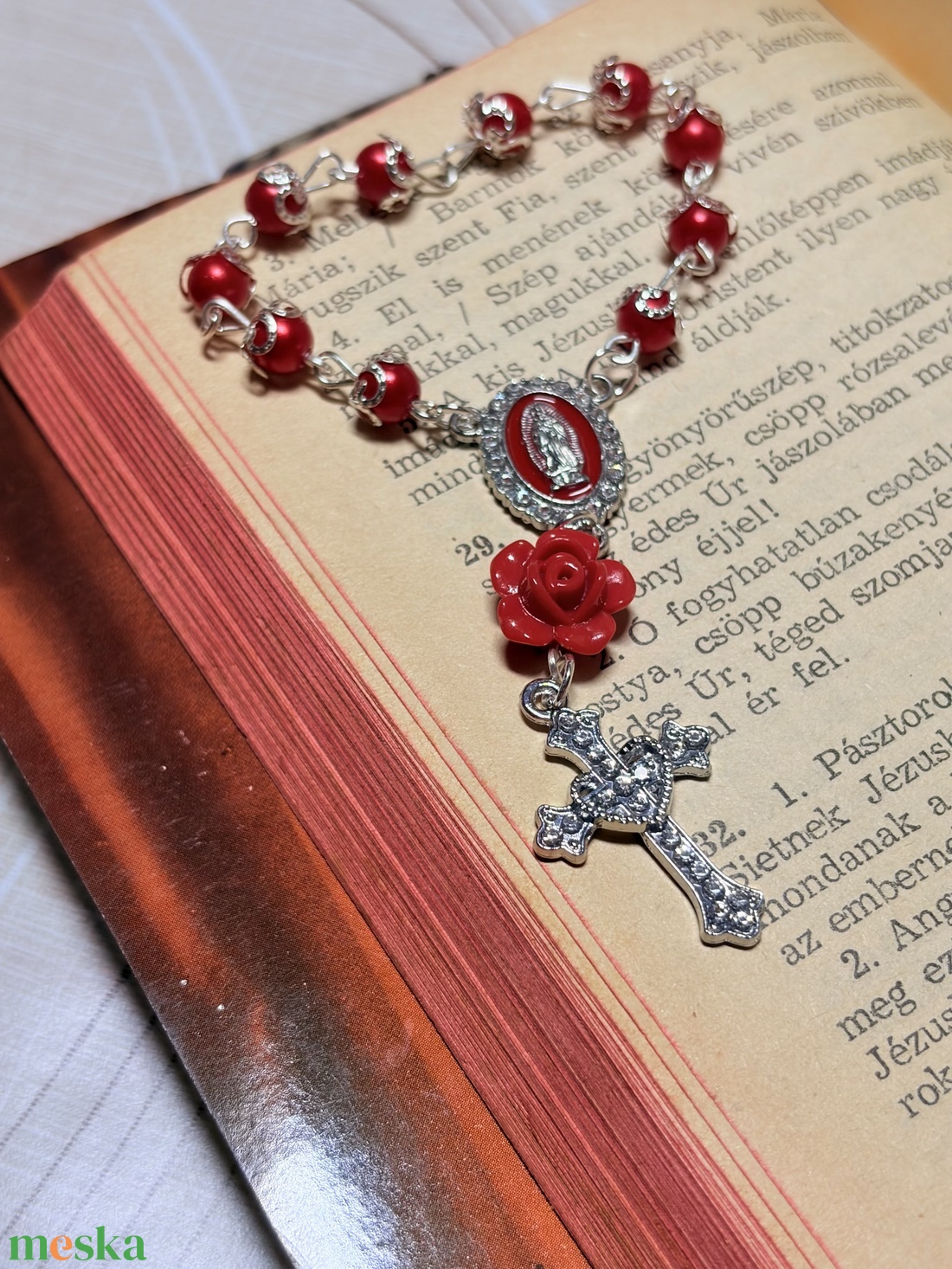 Mélyvörös egytizedes,  Guadalupei Szűzanya   - otthon & életmód - vallás - lánc & füzér - Meska.hu