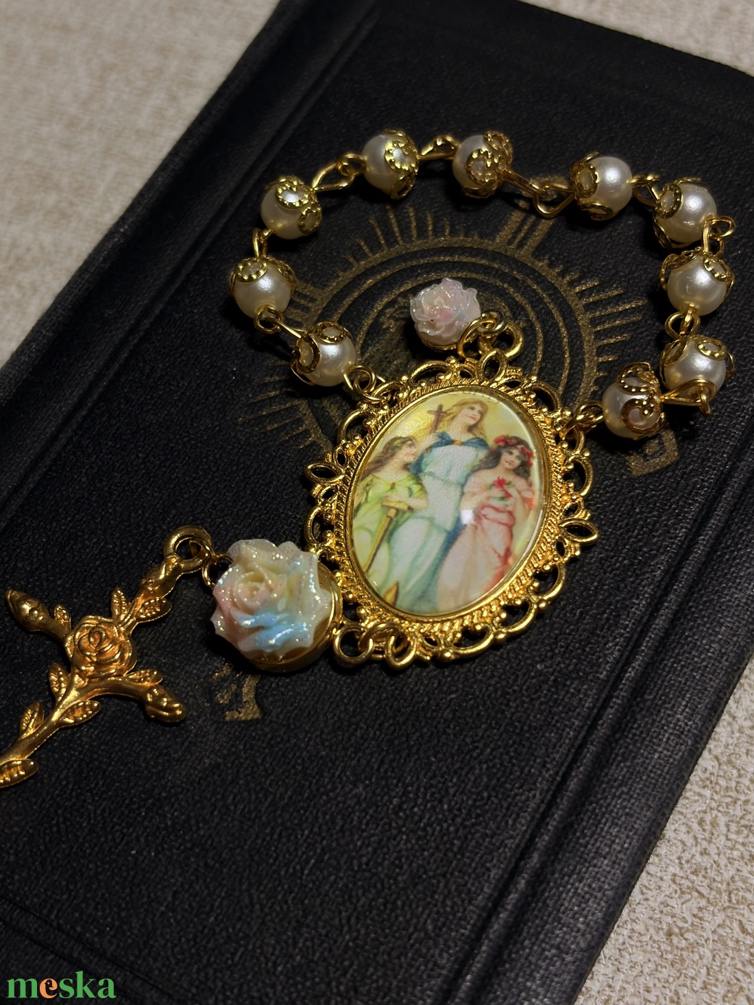 Szent Zsófia egytizedes rózsafüzér, hit-szeretet-remény   - otthon & életmód - vallás - lánc & füzér - Meska.hu