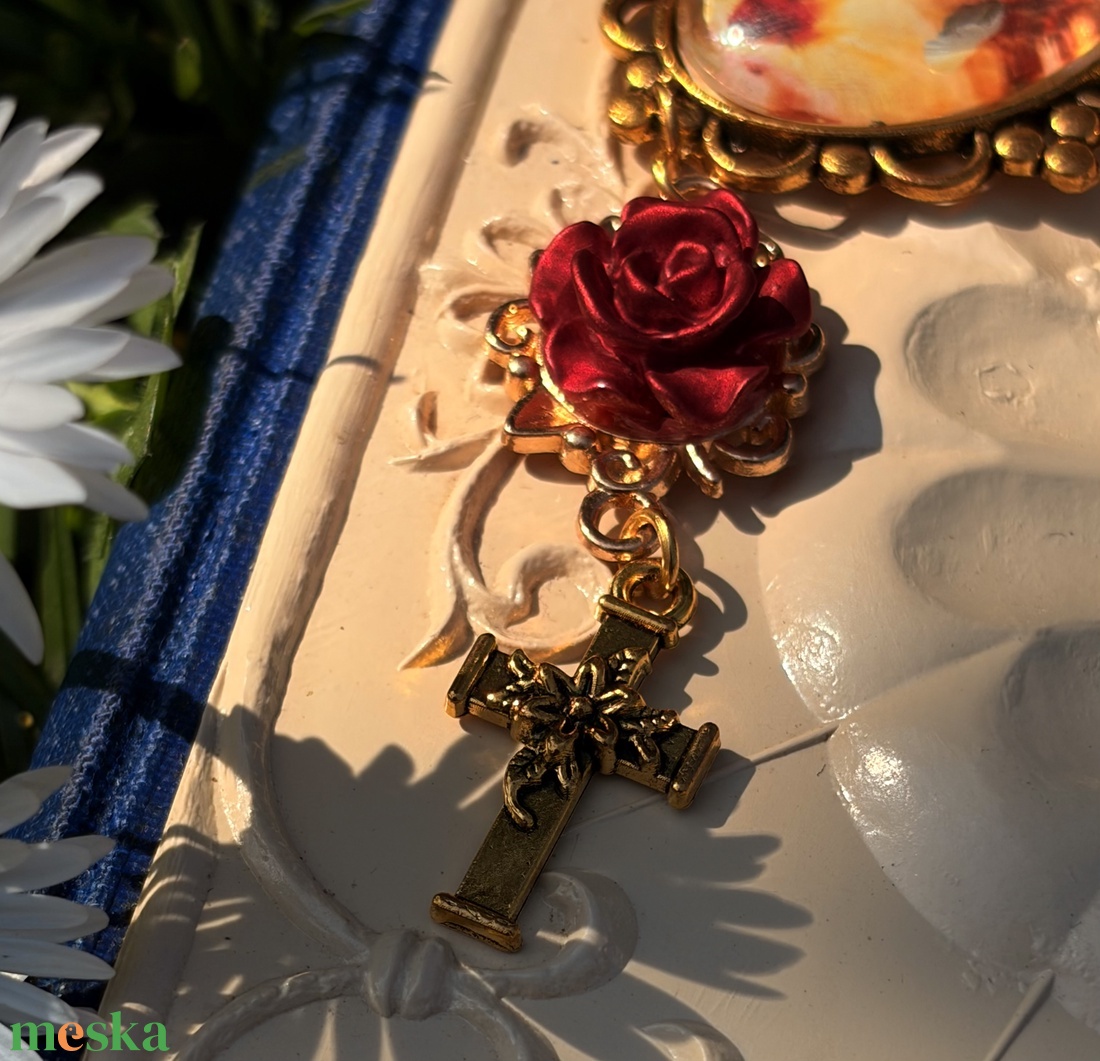 Jézus Szentséges Szíve, sárga achát ásvánnyal - otthon & életmód - vallás - lánc & füzér - Meska.hu