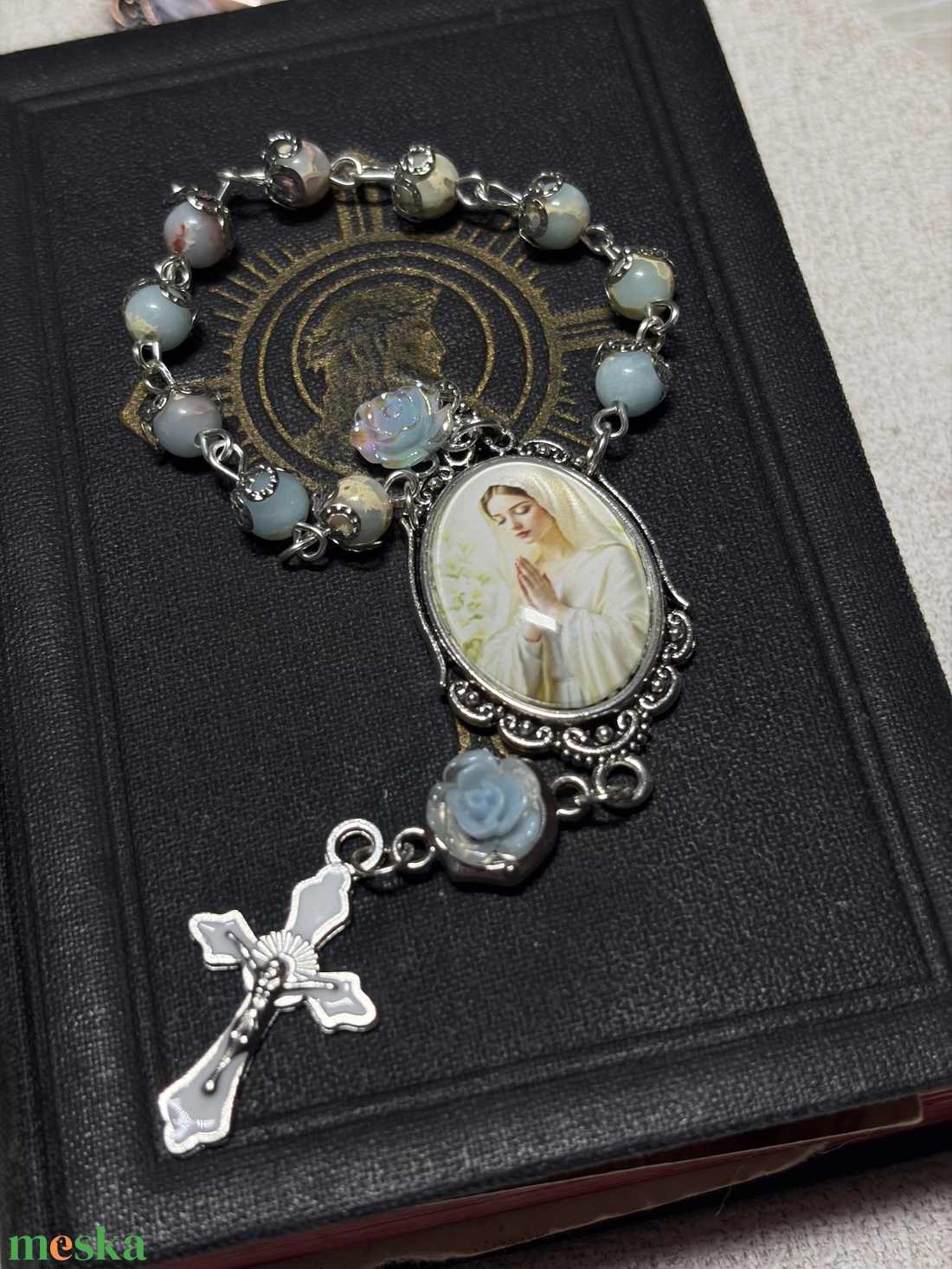 Szűzanya egytizedes, shoushan ásvánnyal - otthon & életmód - vallás - lánc & füzér - Meska.hu